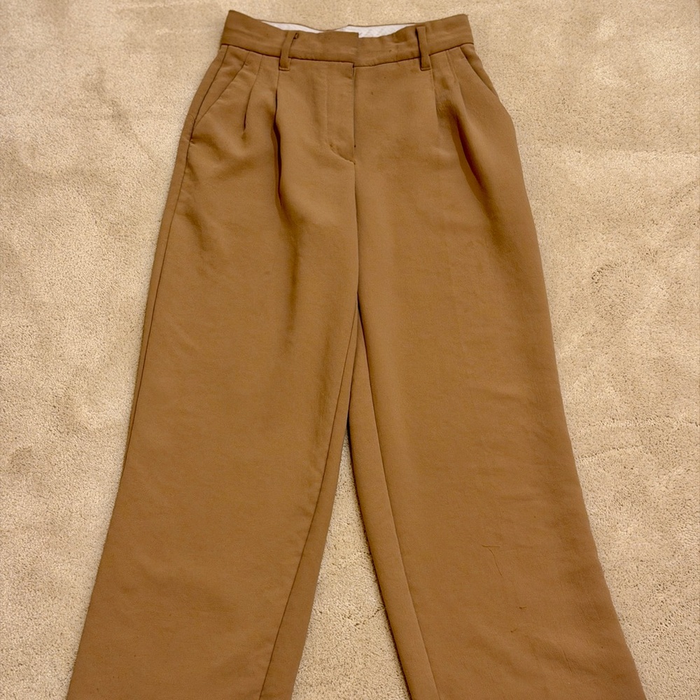 Aritzia Wilfred Tan Wide-Leg Trousers